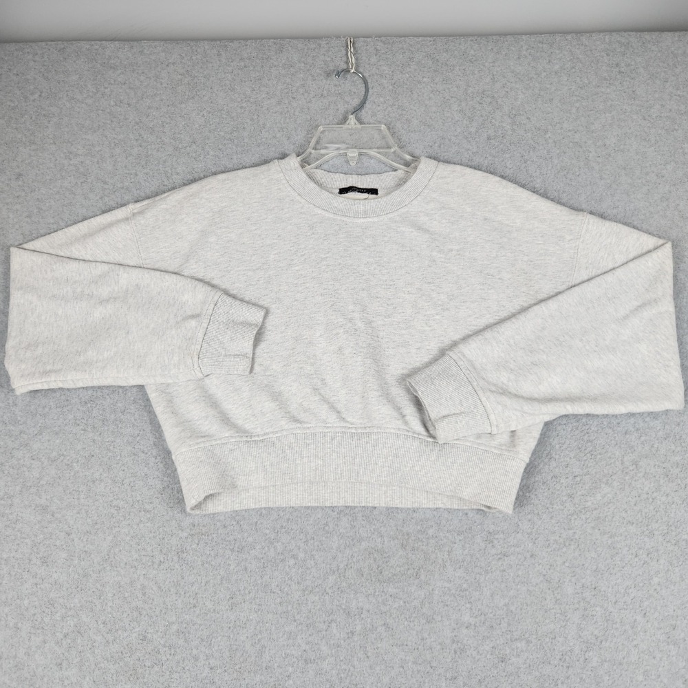 Forever 21 Cropped Sweatshirt Womens S Gray Crewneck Drop Shoulder Boxy Fleece